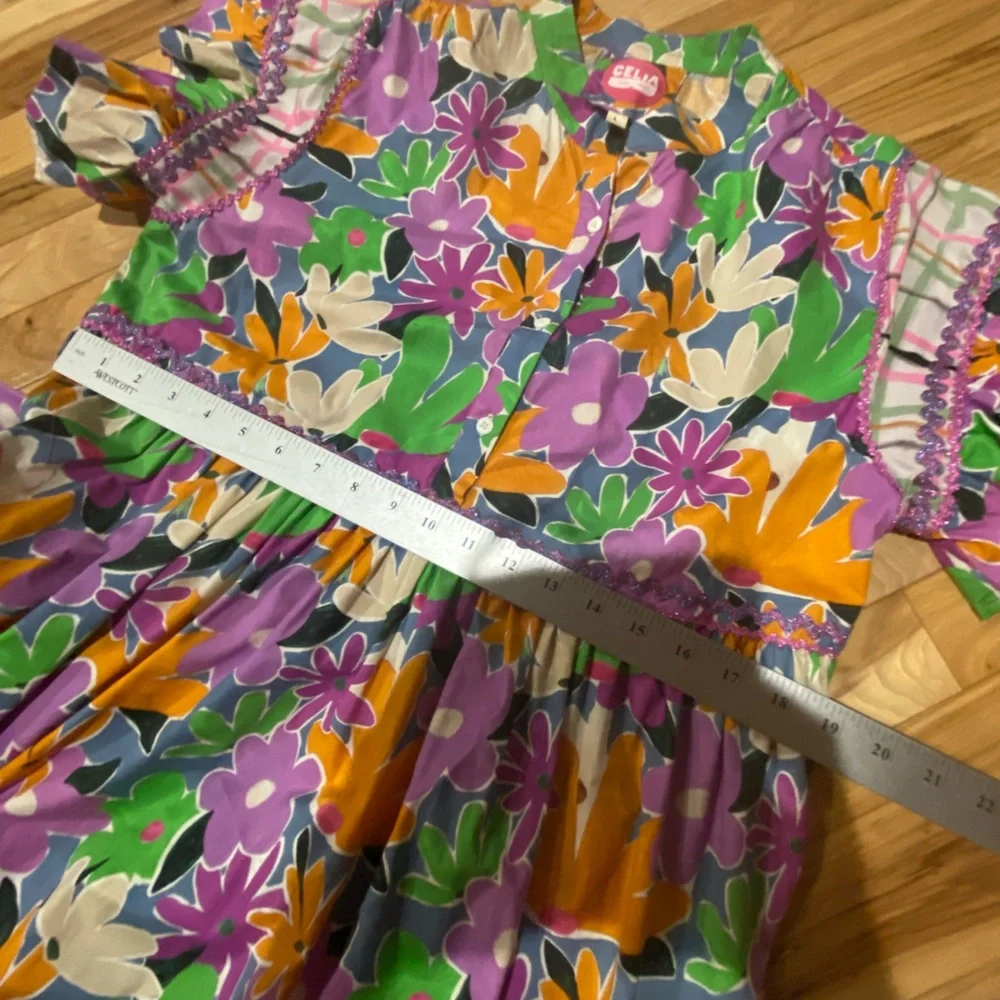 CeliaB Floral Tiered Mini Dress in Pink, Yellow & Green - Picture 11 of 13